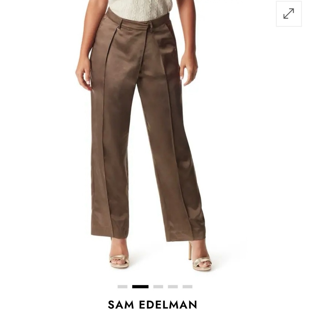 Sam Edelman Women's Wide Leg Satin Pants - Brown